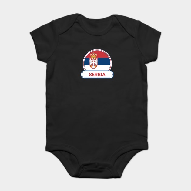 Serbia Country Badge - Serbia Flag Baby Bodysuit by Yesteeyear